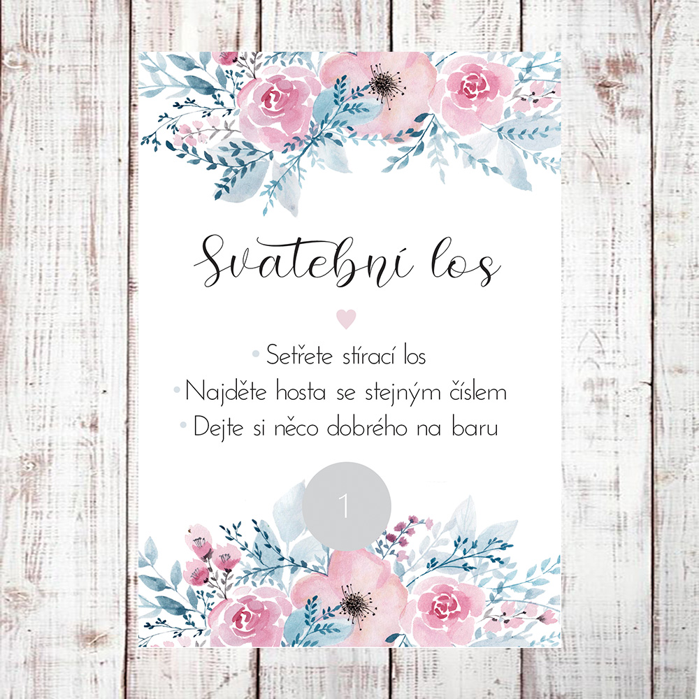 Svatební stírací los Blu rosa