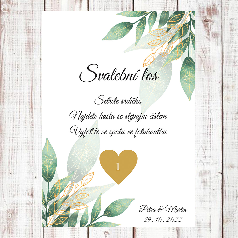 Svatební stírací los Verde